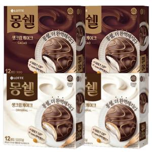 롯데제과 몽쉘통통 408g 4개(크림2개+카카오2개)