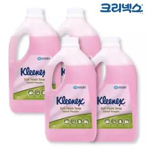 크리넥스 핸드워시 폼 솝 스윗파우더향 1.95L x 4개/거품손세정제리필/키즈워시/손비누/핸드워시리필