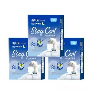 화이트 스테이쿨 입는 오버나이트 대형 8매 X 3팩 쿨링생리대