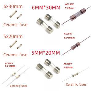 빠른 블로우 유리관 퓨즈 3.6x10mm 5x20mm 6x30mm 250V 3.15A 4A 5A 6A 6.3A 7A 8A 10A 12A15A 축 리드 세