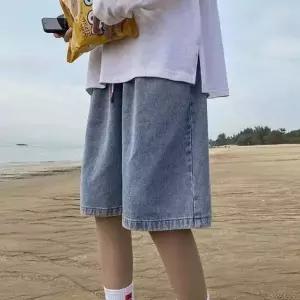 [제이큐]반바지 여름 남자 와이드 팬츠 데님 버뮤다 부 청 밴딩 하의 패션의