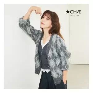 채컬렉티브 [최초가239,000원] 25FW 알파카 아가일 글리터 니트자켓