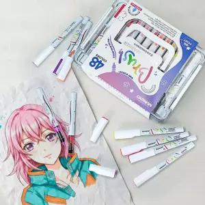 (48색) 마카 브러쉬 아크릴/페브릭/마카팬/마카펜/드로잉/스케치/일러스트/섬유/의류/DIY/아트/미술/마커펜