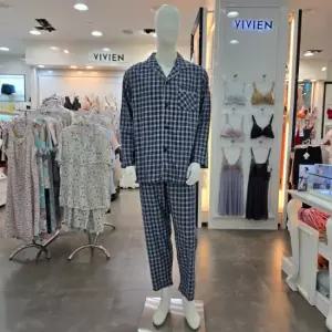 면 레이온 혼방 남성 체크무늬 홈웨어 잠옷 MP8916AHDD