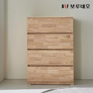 [보루네오]앳홈 테드 러버 원목 800 4단 서랍장 (깊이400)