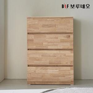 [보루네오하우스]앳홈 테드 러버 원목 800 4단 서랍장 (깊이400)