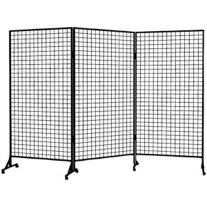 작품전시대 이동식 철망 100x120cm 접이식) 타공판 파티션 (3단 철제 네트망