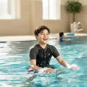 쿠기 남아동 집업 반팔 반전신 실내수영복 KB-Q1501