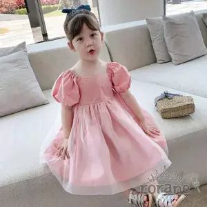 유아 핑크 쉬폰 원피스 란우 바캉스룩 공주 여름