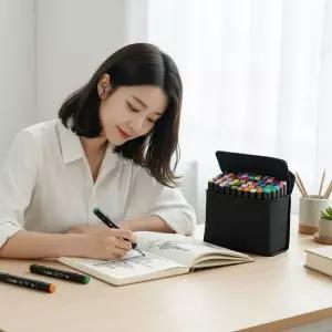 [제이큐]80색 60색 트윈 마카펜 세트 전문가용 미술 채색 드로잉펜 파우치