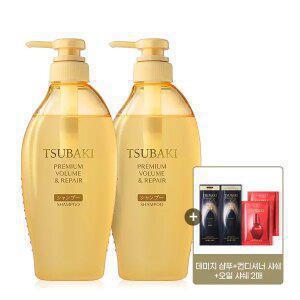 츠바키 프리미엄 볼륨 앤 리페어 샴푸 450ml 2개 + 츠바키 샤쉐 4매