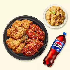 [자담치킨] 반반치킨+매콤똥집튀김+콜라1.25L
