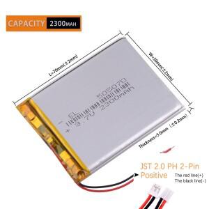 JST2.0mm 2Pin 3.7V 505070 2300mAh 리튬 이온 폴리머 배터리