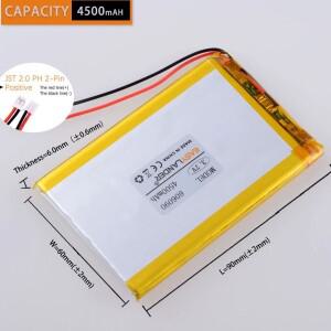 JST-PH 2.0mm 2핀 3.7V 6000mAh 906090 리튬 이온 리포 폴리머 배터리