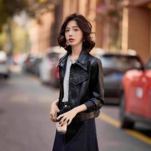 삐삐언니 여성 봄가을 캐주얼 상의 쇼트 양가죽 코트