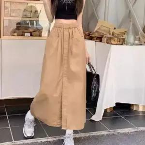 [라일리여성의류] Rly 로이 롱스커트 하이웨스트 치마 여성 여름 허리밴