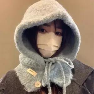 겨울마스크 니트 바라클라바 멋진 방한바라클라바 방한마스크 여성용 방한넥워머 겨울 후드 겨울자전거용품