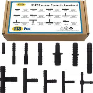 진공 커넥터 모음 113 PCS 내열성 240°C 460 F 자동차 튜빙 티 키트 블랙 나일론