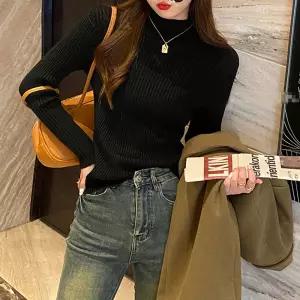 F007590_하프터틀넥 골지슬림 니트티셔츠반목폴라 슬림핏 기본이너 라티 긴팔 하이넥