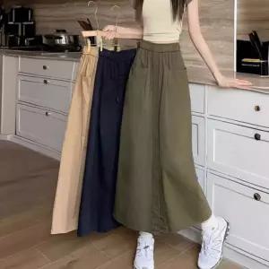 LN 로이 롱스커트 하이웨스트 치마 여성 여름 허리밴딩 꾸안꾸 캐주얼 시원한 일자 밴딩 밴스커트 코디