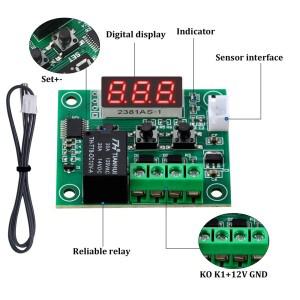 온도 컨트롤러 모듈 제어 스위치 블루 레드 DC 12V 콜드 핫 W1209
