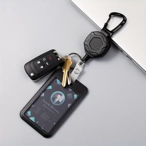 1pc 헤비 듀티개폐식 배지 릴 키 체인 스트랩 전술 ID 스틸 로프