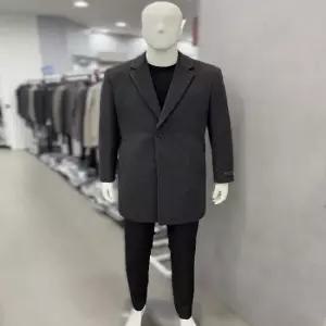 남자 겨울 울 캐시미어 8 울 혼방 모직 차콜 진그레이 싱글 체스터 정장 코트 총장 88cm