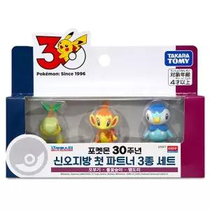 [아카데미과학]-포켓몬 30주년 신오지방 첫 파트너 3종세트 S25077 (모부기,불꽃숭이,팽도리)