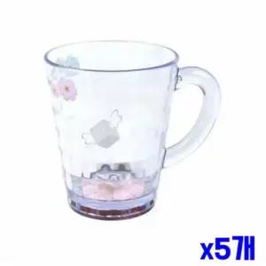 튼튼한 투명 손잡이컵 11x8x10cm x5개 가정용컵 물컵