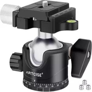 로우 프로파일 삼각대 볼 헤드 36mm 안정성 파노라마 360 회전 금속 DSLR 카메라용 1/4인치 Arca QR