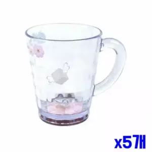 튼튼한 투명 손잡이컵 11x8x10cm x5개 가정용컵 물컵