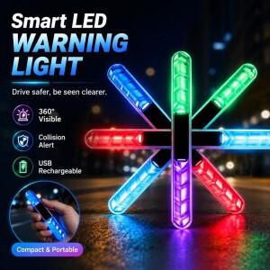 태양광 자동차 도어 충돌 방지 경고등 다채로운 LED 점멸 안전 오토바이 장식 조명 스트립 야간 주행 표시