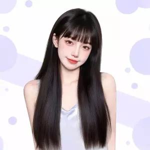 사이드뱅 인조모 시스루뱅 여자 긴머리 통가발