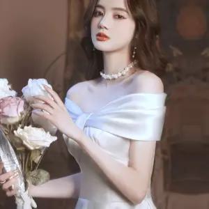 화이트 이브닝 연회 드레스 연주회 셀프웨딩 무대의상