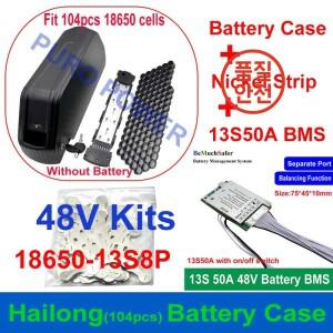 하이롱 배터리 케이스 104개 18650 셀 수용 36V 48V 52V 폴리 박스 니켈 스트립 BMS DIY