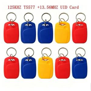 2in 1 듀얼 칩 주파수 RFID 키포브 125KHZ T5577 +13.56MHZ UID 재기록 가능 복합 액세스 제어 키 태그 IC+