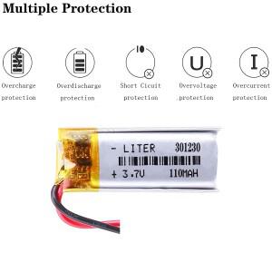 5개 3.7V 110mAh 301230 Mp3 MP4 GPS 모바일 블루투스용 리튬 폴리머 Li-Po 이온 충전식 배터리 셀