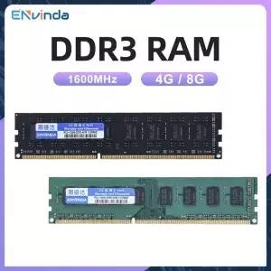 Envinda 4GB 데스크탑 메모리 램 DDR3 1600MHz PC312800U M 1.5V 1.35V 비 ECC
