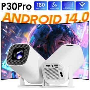 P30PRO 안드로이드 14 스마트 미니 프로젝터 WiFi6 BT 5 0 4K 1280 720P 지원 스크린 미러링 홈 시어터 프로젝터 지원