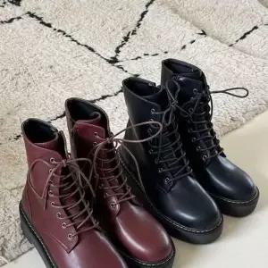 플랫워커 레이스업 가죽 발편한 앵클부츠 워커부츠 미들 기모 통...