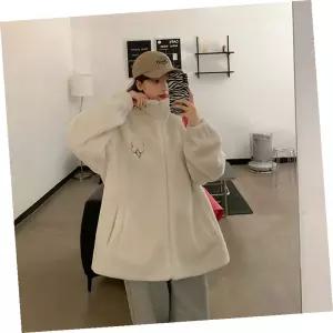 아이보리 캐릭터 플리스 자켓 겨울 따뜻한 여성용