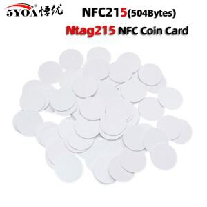 50/30pcs NFC Ntag215 코인 태그 키 13.56MHz 카드 범용 라벨 RFID 초경량 mm 직경 원형 상자