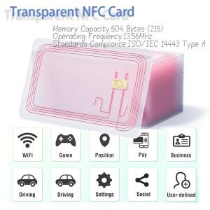 투명 디지털 NFC 카드 블랭크 태그 215 칩 재사용 가능 재기록