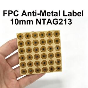 10mm FPC 태그 NTAG213 13.56MHz 재기록 가능 미니 소형 RFID 스티커 144바이트 웨어러블 및 IoT 기기 스마