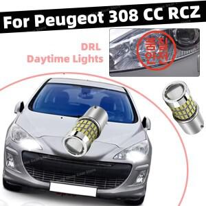 2Pcs 주간 주행등 6000K 사이드라이트 LED 2007-2016 푸조 308 CC RCZ 자동 일광 DRL 렌즈 포함 12V 액세
