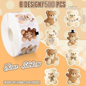 500pcs 곰 DIY 선물 스티커 감사합니다 수 제 베이킹 케이크 상자 장식 비즈니스