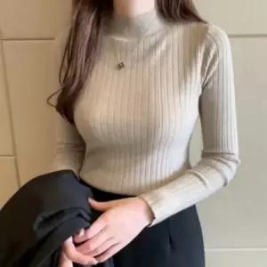 친절한탄씨 여성 골지 목폴라 티셔츠 반목 긴팔 이너웨어 데일리 슬림 상의 목티셔츠 목폴라