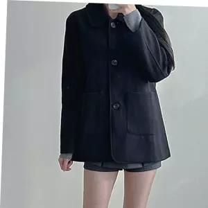 둥근카라 포켓 베이직 하프 코트 여성 모직 자켓 겨울