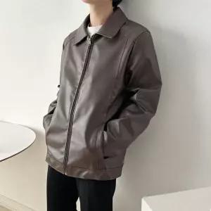 라이더 가죽자켓 봄 가을 남성 카라 블루종 레더 점퍼