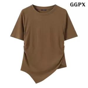 GGPX 사이드 셔링 라운드 반팔 티셔츠 GQBLW029D